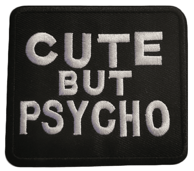 Hovedbilde Patch: Cute but Psycho (square-M) svart/hvit jakkemerke