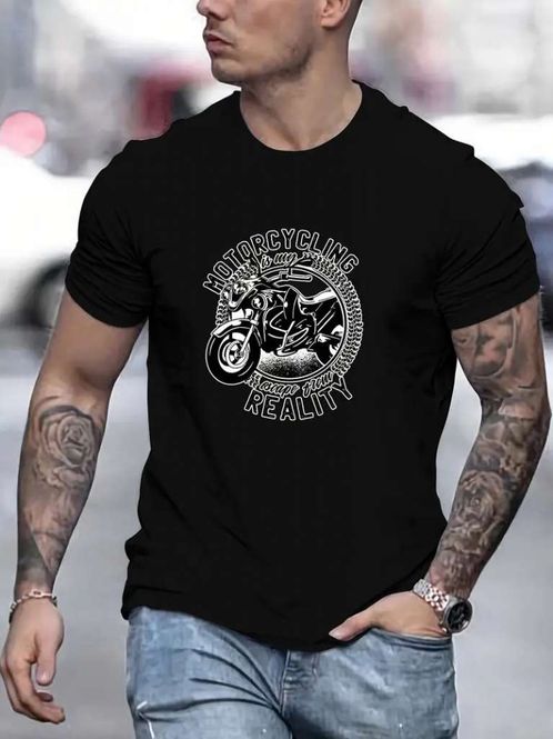 Hovedbilde Motorcycle Escape Reality T-skjorte,  Casual Tee i Svart/Hvit
