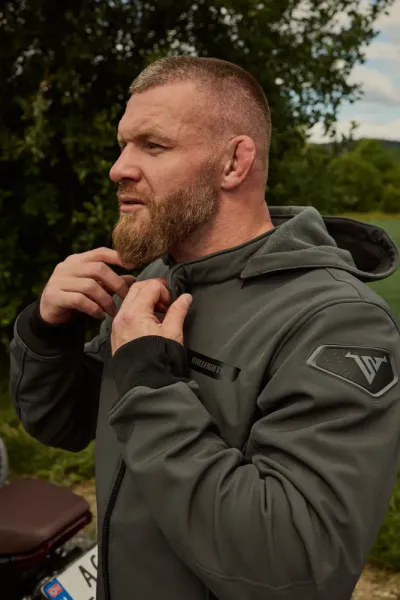 Bullfighter Ghost Softshell MC-Jakke m&oslash;rk Gr&aring; med AA-skli, skulder og albu -beskyttelse 