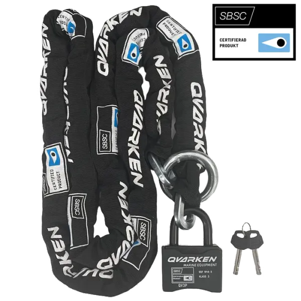 Qvarken kjetting med solid hengel&aring;s Chain Class 3, 2,5m Marine kompatibel