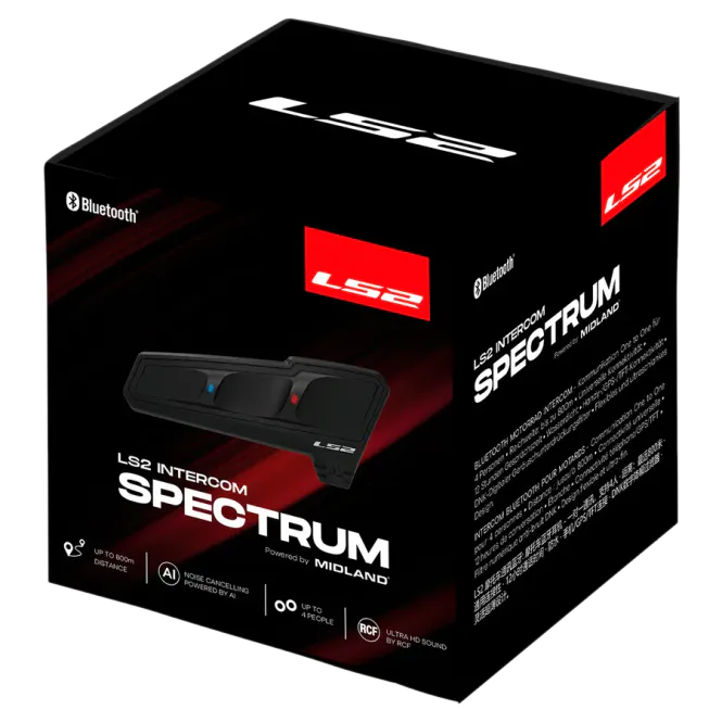 Hovedbilde LS2 Spectrum EVO intercom med RCF 40mm høyttalere og Ai støydemping, ...