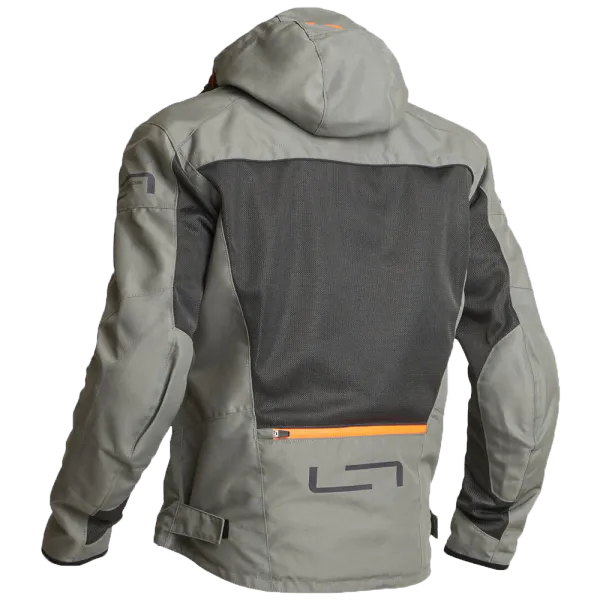 Lindstrands Tekstiljakke Rexbo Gr&aring;/Oransje med mesh lining og glidel&aring;s i rygg