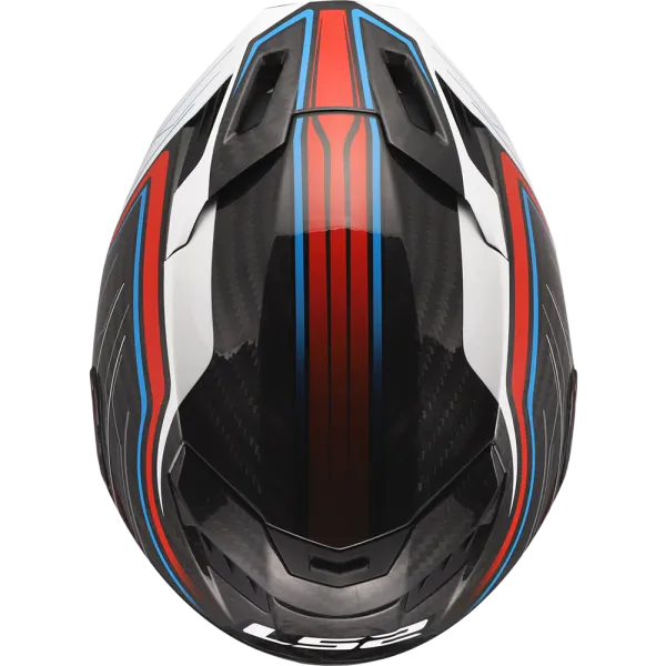 LS2 MC-Hjelm FF807 Dragon Subic Hvit/Bl&aring;/R&oslash;d med solbrille og sotet visir