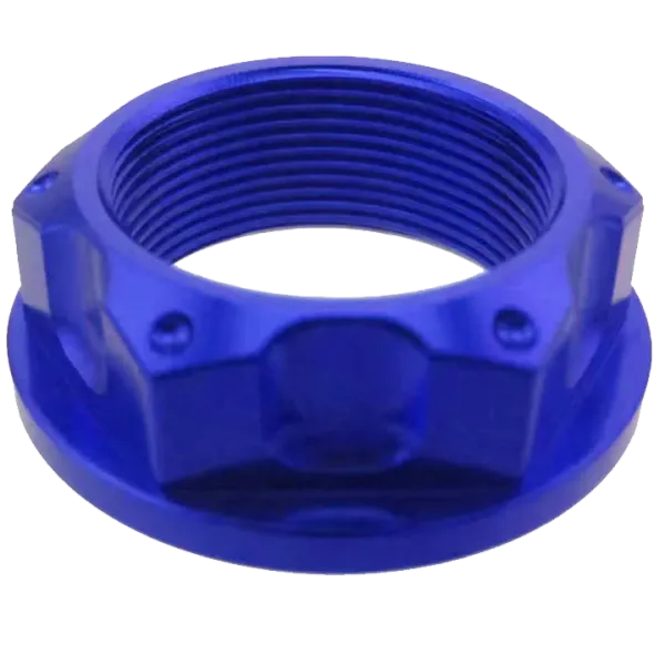 Stem nut, styre mutter M24x1.0mm 24mm for montering fork stem quad lock, BLÅ