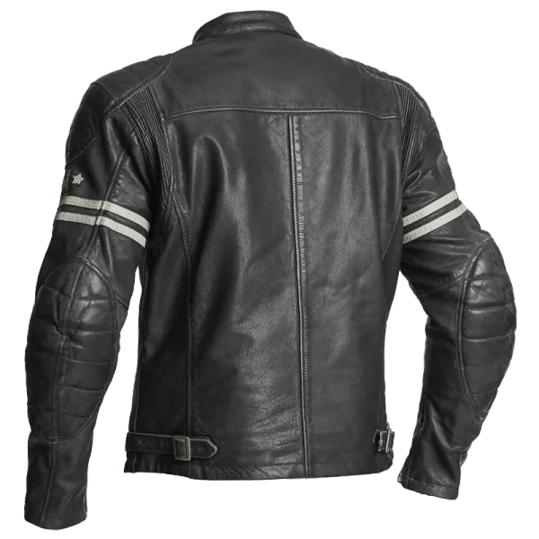 Halvarssons Skinnjakke Dresden Gr&aring; Retro stil i vasket Geiteskinn