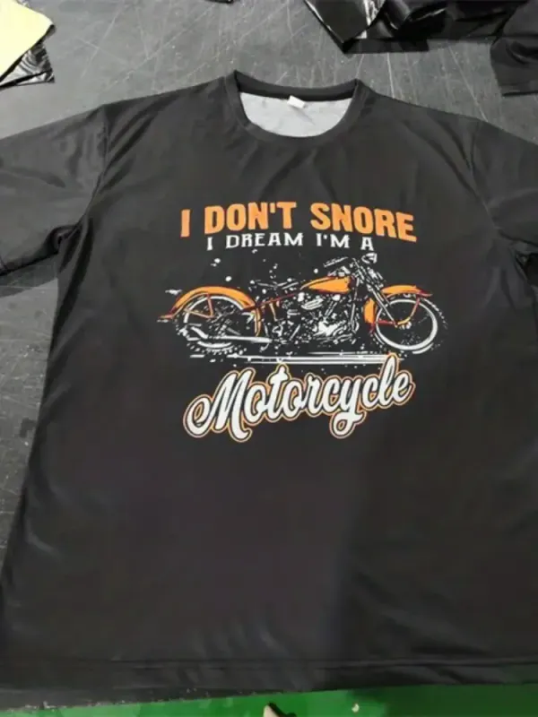 I don't snore I dream Biker T-skjorte, svart/oransje/hvit